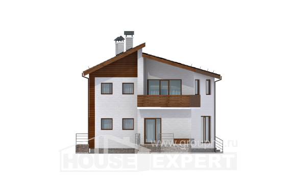 180-009-П Проект двухэтажного дома мансардный этаж, бюджетный загородный дом из кирпича, Шымкент