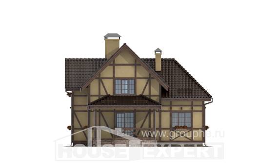 160-003-П Проект двухэтажного дома с мансардным этажом, уютный коттедж из теплоблока Рудный, House Expert