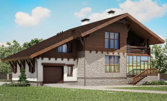 420-001-П Проект трехэтажного дома с мансардой, гараж, уютный домик из кирпича, Петропавловск