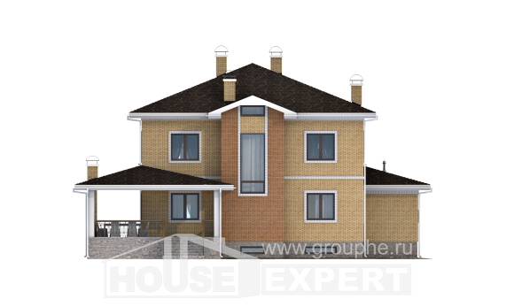 350-002-Л Проект трехэтажного дома, гараж, классический загородный дом из кирпича, House Expert