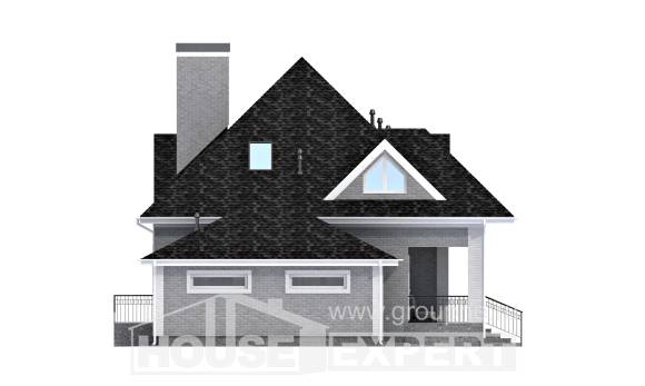 135-001-Л Проект двухэтажного дома с мансардой и гаражом, скромный домик из кирпича, House Expert