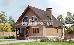 160-011-Л Проект двухэтажного дома мансардой, компактный загородный дом из поризованных блоков, House Expert