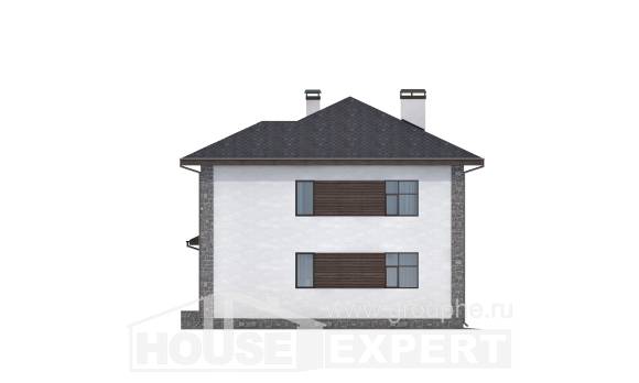 185-004-Л Проект двухэтажного дома, гараж, классический домик из газобетона Кокшетау, House Expert