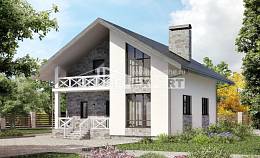 155-001-Л Проект двухэтажного дома с мансардой, гараж, бюджетный дом из поризованных блоков Алма-Ата, House Expert