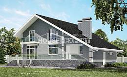 190-006-Л Проект двухэтажного дома с мансардой и гаражом, классический загородный дом из газосиликатных блоков, Талдыкорган