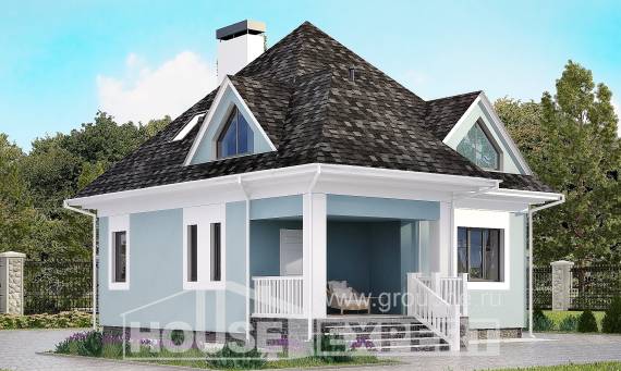 110-001-Л Проект двухэтажного дома с мансардой, небольшой коттедж из газобетона Уральск, House Expert