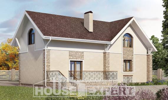 150-012-Л Проект двухэтажного дома с мансардой, бюджетный дом из керамзитобетонных блоков, Жанаозен
