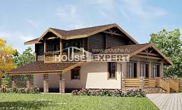 170-004-П Проект двухэтажного дома мансардой и гаражом, бюджетный дом из теплоблока из дерева Караганда, House Expert