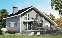 190-006-Л Проект двухэтажного дома с мансардой, гараж, классический домик из газобетона Алма-Ата, House Expert
