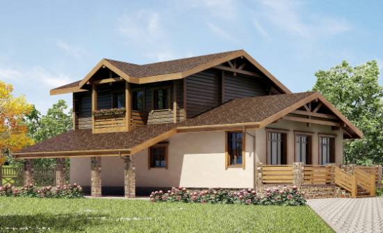 170-004-П Проект двухэтажного дома с мансардным этажом, гараж, классический домик из пеноблока из дерева Петропавловск | Проекты домов от House Expert