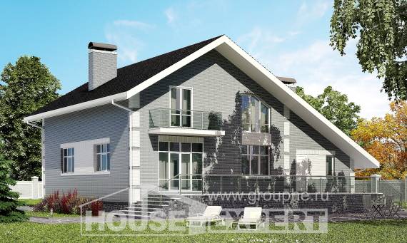 190-006-Л Проект двухэтажного дома с мансардным этажом и гаражом, уютный загородный дом из керамзитобетонных блоков, House Expert