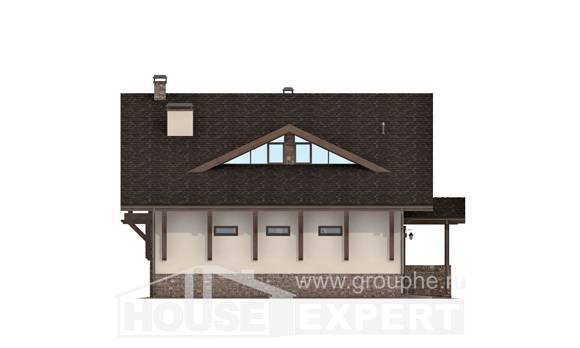 190-007-Л Проект двухэтажного дома с мансардным этажом, гараж, простой коттедж из кирпича, Атырау