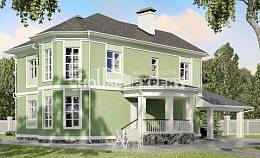 170-001-Л Проект двухэтажного дома и гаражом, классический загородный дом из бризолита, Караганда