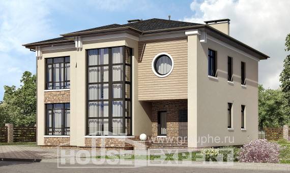 300-005-Л Проект двухэтажного дома, большой загородный дом из кирпича, Шымкент