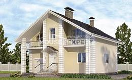 150-002-Л Проект двухэтажного дома мансардный этаж и гаражом, простой коттедж из бризолита Атырау, House Expert