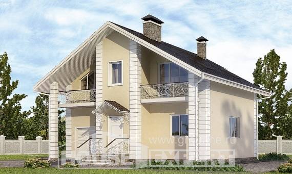 150-002-Л Проект двухэтажного дома мансардный этаж, недорогой коттедж из пеноблока, Караганда