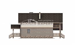 160-010-Л Проект двухэтажного дома с мансардным этажом, скромный дом из поризованных блоков, Алма-Ата