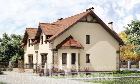 240-001-П Проект двухэтажного дома с мансардой, простой дом из пеноблока Туркестан, House Expert