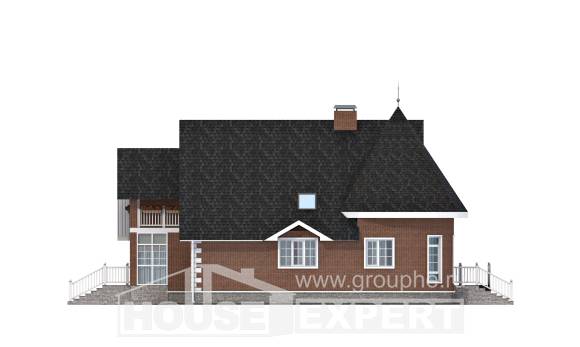220-002-Л Проект двухэтажного дома мансардой и гаражом, современный загородный дом из арболита Тараз, House Expert