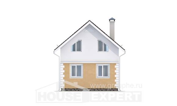 070-002-П Проект двухэтажного дома мансардой, экономичный коттедж из поризованных блоков Экибастуз, House Expert