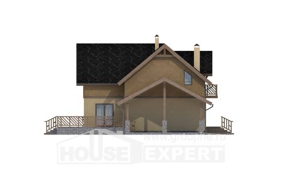 150-011-Л Проект двухэтажного дома с мансардой, гараж, компактный загородный дом из поризованных блоков, Туркестан
