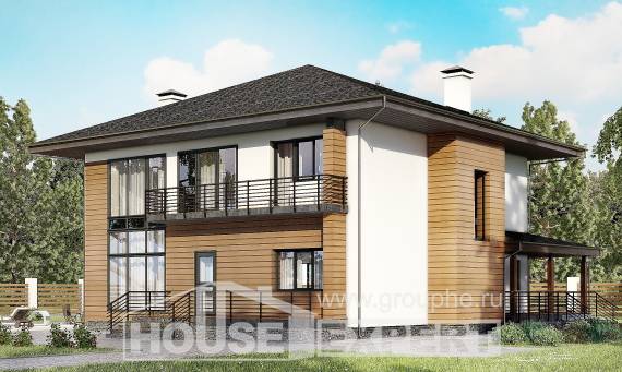 245-001-П Проект двухэтажного дома, средний коттедж из газобетона, Кызылорда