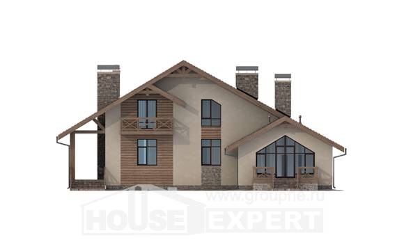 265-001-Л Проект двухэтажного дома мансардой, гараж, классический дом из теплоблока, House Expert
