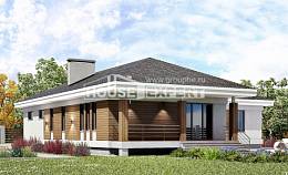 165-001-П Проект одноэтажного дома, гараж, экономичный домик из теплоблока Уральск, House Expert