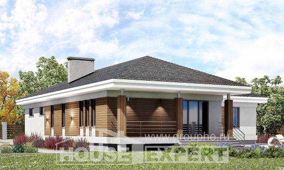 165-001-П Проект одноэтажного дома, гараж, экономичный домик из теплоблока Уральск, House Expert