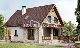 140-001-П Проект двухэтажного дома с мансардой, уютный домик из блока, House Expert