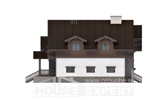 440-001-П Проект трехэтажного дома мансардный этаж и гаражом, уютный коттедж из кирпича, Туркестан