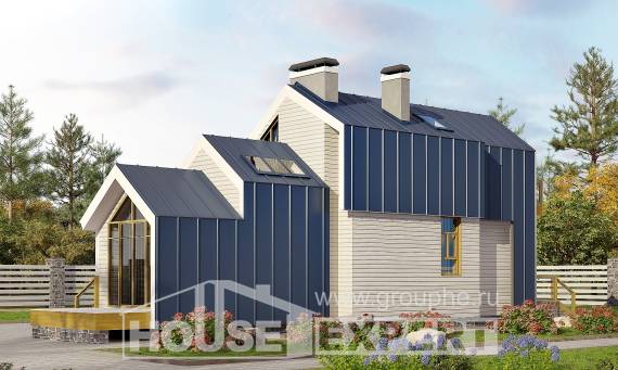 060-006-П Проект двухэтажного дома мансардой, скромный загородный дом из теплоблока Экибастуз, House Expert