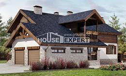 240-002-Л Проект двухэтажного дома мансардой и гаражом, красивый домик из пеноблока Павлодар, House Expert