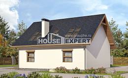 155-012-П Проект двухэтажного дома мансардой, классический коттедж из газобетона Актобе, House Expert