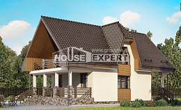 150-001-Л Проект двухэтажного дома мансардный этаж, гараж, современный домик из газосиликатных блоков, House Expert