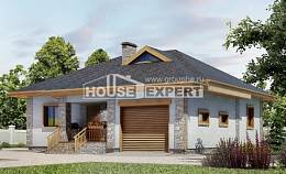 130-006-П Проект одноэтажного дома и гаражом, простой домик из поризованных блоков Темиртау, House Expert