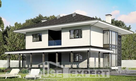 245-002-П Проект двухэтажного дома и гаражом, классический дом из керамзитобетонных блоков, House Expert