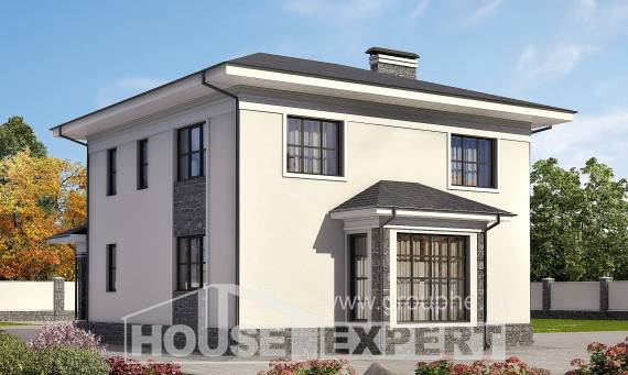 155-011-П Проект двухэтажного дома, простой коттедж из поризованных блоков Жанаозен, House Expert