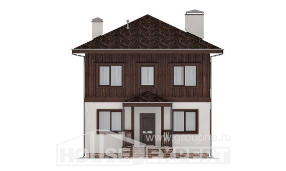 100-006-Л Проект двухэтажного дома, классический коттедж из керамзитобетонных блоков, Костанай