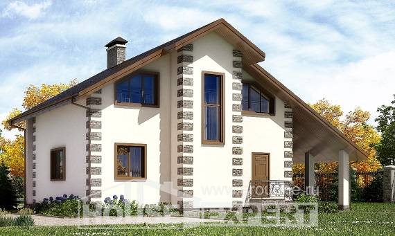 150-003-Л Проект двухэтажного дома с мансардным этажом, гараж, бюджетный дом из арболита, Тараз