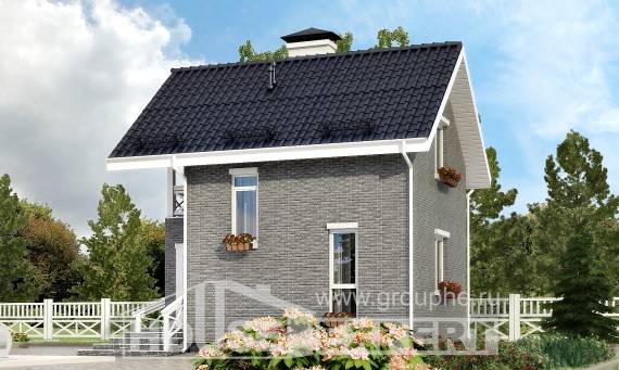 045-001-П Проект двухэтажного дома с мансардой, уютный домик из газосиликатных блоков Павлодар, House Expert