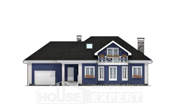 180-010-Л Проект двухэтажного дома с мансардой, гараж, средний домик из керамзитобетонных блоков Темиртау, House Expert