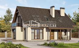 155-012-Л Проект двухэтажного дома мансардой, доступный коттедж из керамзитобетонных блоков, Тараз