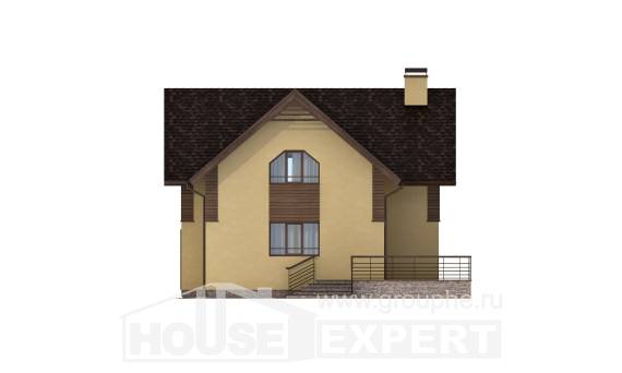 150-009-Л Проект двухэтажного дома мансардой, скромный коттедж из газосиликатных блоков Актобе, House Expert