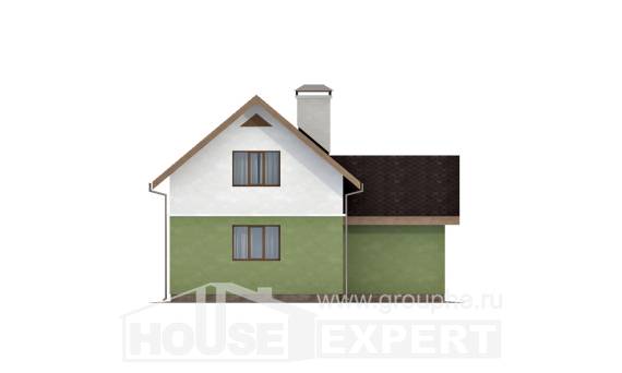 120-002-П Проект двухэтажного дома с мансардой и гаражом, бюджетный коттедж из арболита, Караганда