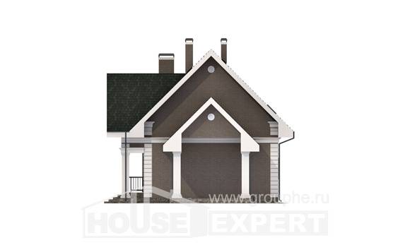 140-003-П Проект двухэтажного дома с мансардным этажом и гаражом, небольшой загородный дом из керамзитобетонных блоков, House Expert