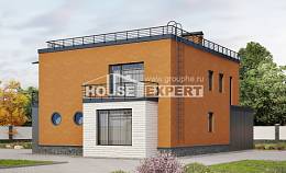 260-002-Л Проект двухэтажного дома, гараж, уютный коттедж из теплоблока, Алма-Ата