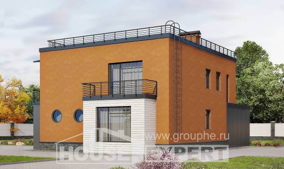 260-002-Л Проект двухэтажного дома и гаражом, просторный загородный дом из газобетона Туркестан, House Expert