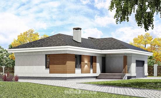 165-001-П Проект одноэтажного дома и гаражом, скромный домик из газосиликатных блоков, Актобе