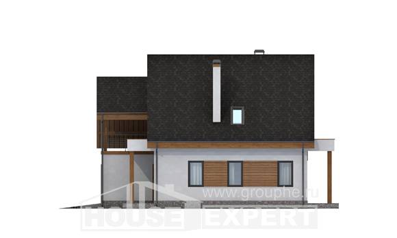 120-005-П Проект двухэтажного дома с мансардным этажом, гараж, доступный загородный дом из газосиликатных блоков, House Expert